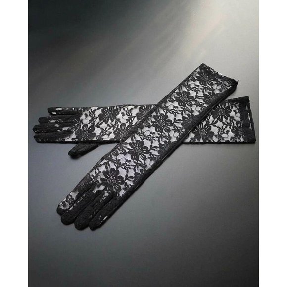BLACK LACE Floral Opera Gloves NEW - Picture 3 of 3